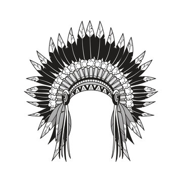 Black and white Native American Headdress