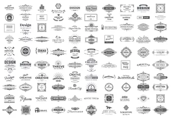Fotobehang Collection of vintage logos and symbols. © lubashka