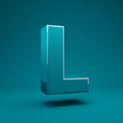 Aqua Menthe 3d letter L uppercase. 3D rendering. Best for anniversary, birthday party, celebration, advertising.
