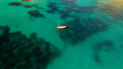 the Bay Cala Portals Vells Mallorca Spain, from the height of bird flight