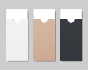 Set of envelope with paper mockup. Blank paper envelopes template. Vector template for business and branding identity. 