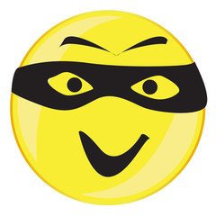 Thief Smile Face Button Isolated