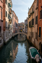 Fototapeta na wymiar Landscape of the canal and street in Venice, Italy