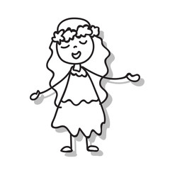 Fototapeta premium children illustration hand drawing vector happy kid girl happiness concept abstract cartoon character