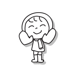 children illustration hand drawing vector happy kid girl happiness concept abstract cartoon character