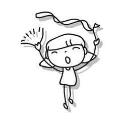 children illustration hand drawing vector happy kid girl happiness concept abstract cartoon character