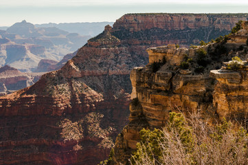 Layers of rock formations in the Grand Canyon in Arizona