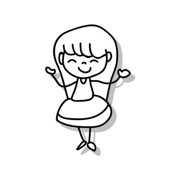 children illustration hand drawing vector happy kid girl happiness concept abstract cartoon character