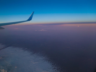 Transport, airplane illuminator, mountains snow