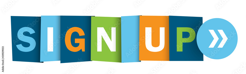 Aufkleber sign up colorful vector typography web button
