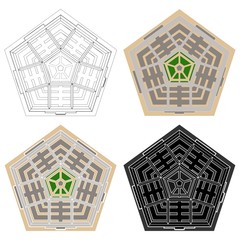 Administrative military center. The Pentagon. Top view.