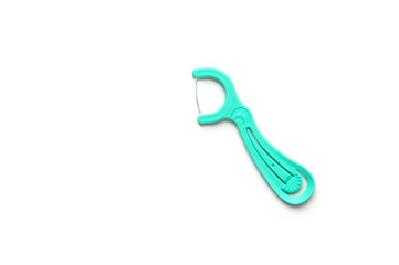 Tooth sticks with thread. Disposable Flosses. Tooth sticks with thread on isolate.