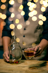 Celebrate whiskey on a friendly party in  restaurant