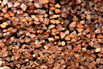 Texture of a traditional firewood pile, commonly found in rural areas of Asia, especially Indonesia.