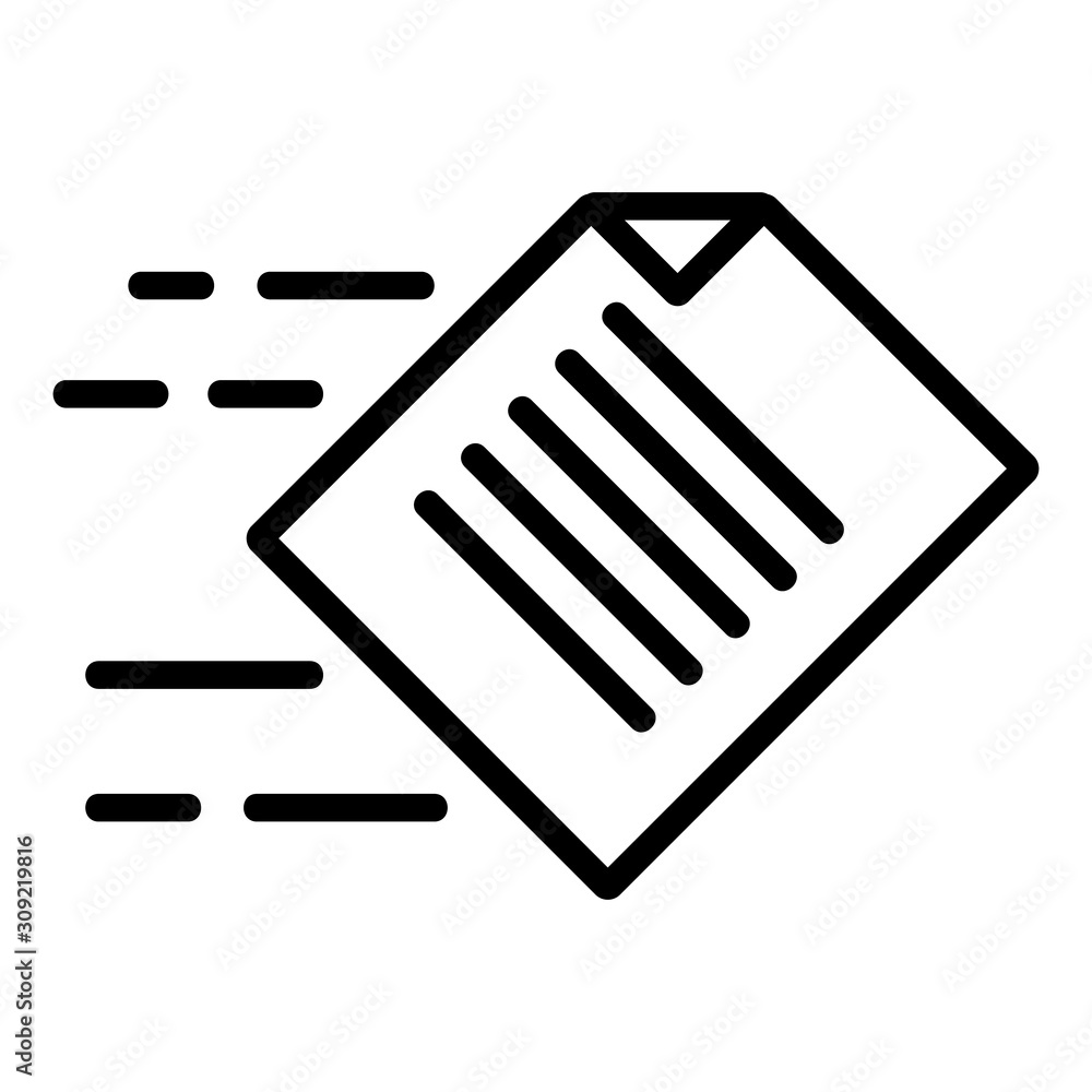 Poster sending the document to the vector icon. a thin line sign. isolated contour symbol illustration