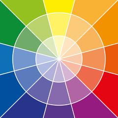 Obraz premium Color wheel or color circle with twelve colors