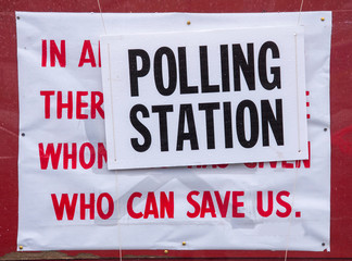 Polling Station sign with question for voters