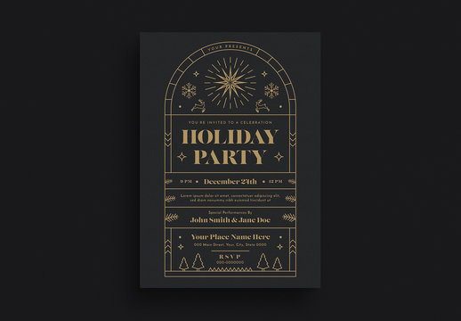 Gold Art Deco Holiday Event Flyer Layout