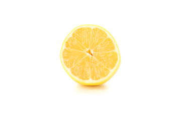 Half of lemon isolated on white background, close up