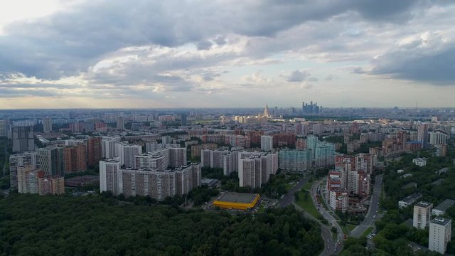 View of Moscow from the air in the summer