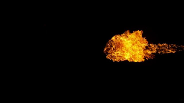 Fire explosion shooting with high speed camera at 1000fps, Isolated on black background.