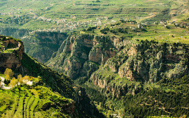 Kadisha valley canyon in the Lebanon mountains
