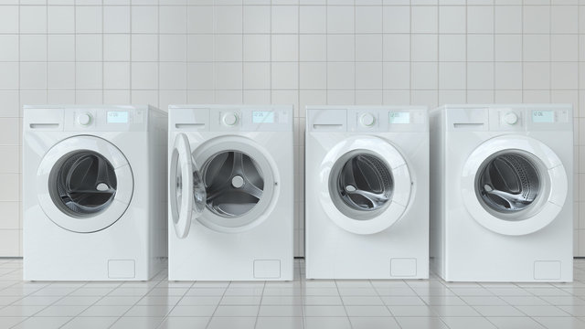 washing machine in laundry room - 3D Rendering