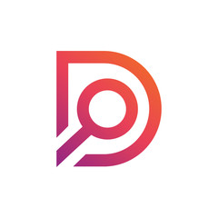 Fototapeta D letter with search icon logo design  obraz