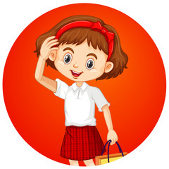 Cute girl on round background