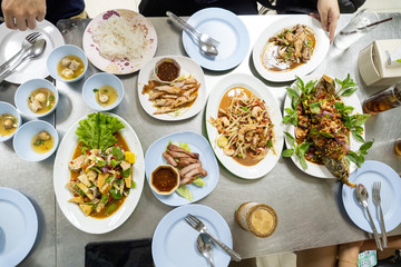 Variety of Isan food in Thailand