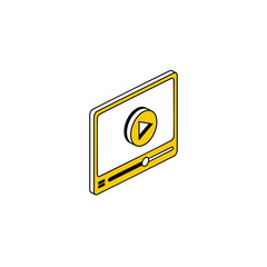 Player screen. Vector line, 3d stroke isometric, color web icon, new flat style. Creative illustration design, abstract idea for infographics.