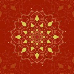 Mandala patterns on red background
