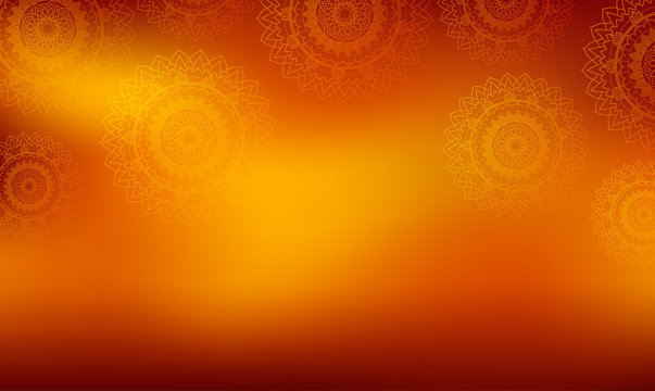 Mandala patterns on orange background