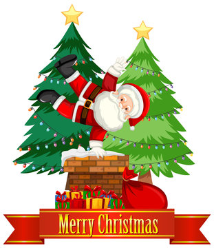 Christmas theme with Santa on chimney