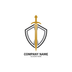 Shield and Sword logo icon design template.Guardian icon.security element.
