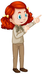 Girl in brown uniform on white background