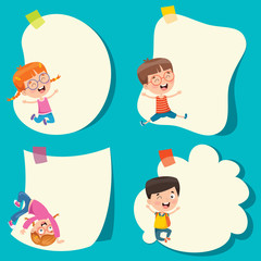 Template Design With Cute Cartoon Characters