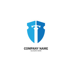 Shield and Sword logo icon design template.Guardian icon.security element.