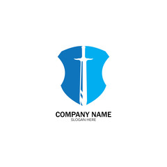 Shield and Sword logo icon design template.Guardian icon.security element.