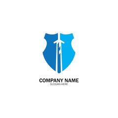Shield and Sword logo icon design template.Guardian icon.security element.
