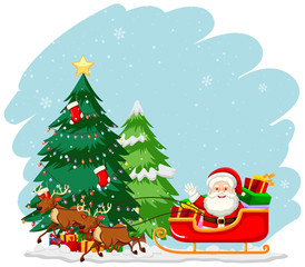Christmas theme with Santa on sleigh