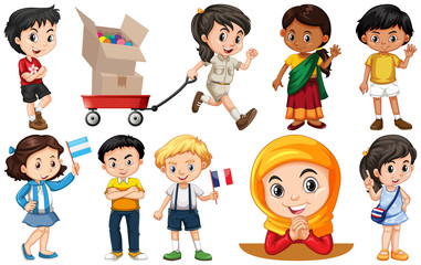 Set of children from different countries