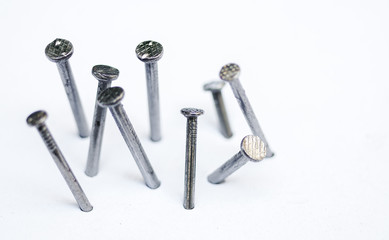 Metal nail head on a white background