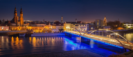 Fototapeta na wymiar Opole city Silesia Poland with night and day photography, Nocą miasto śląsk.