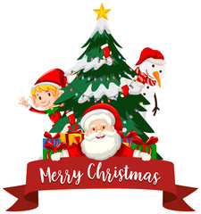 Fototapeta na wymiar Christmas theme with Santa and tree