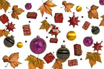 Various Christmas elements on white background