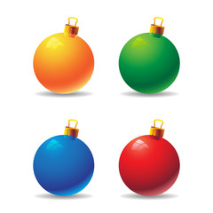 Set of Christmas tree glass balls on white isolated background. Vector image