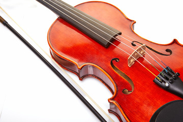 Fototapeta na wymiar Close up shot of a violin,very soft def of field. Detail of violin