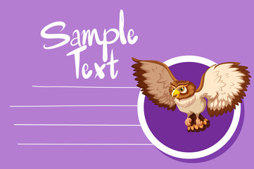 Card template with cute owl