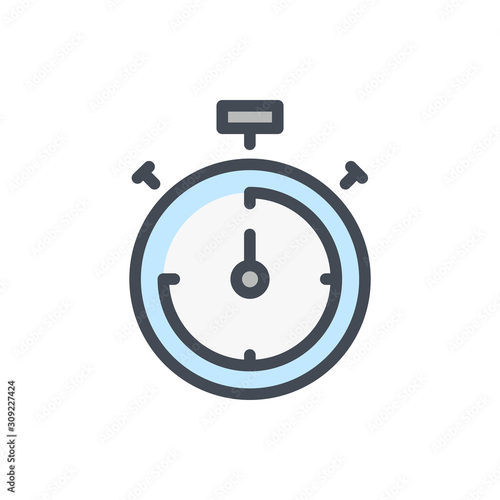 Poster stopwatch with time piece color line icon. timer countdown vector outline colorful sign.